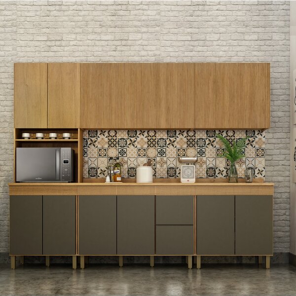 Cozinha Completa 5 Peças Dakota Aéreo Fresado Cinamomo/grafite