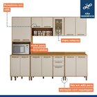 Cozinha Completa 5 Peças Detalhe Vidro Áustria  Cinamomo/off