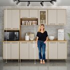 Cozinha Completa 5 Peças Detalhe Vidro Áustria  Cinamomo/off