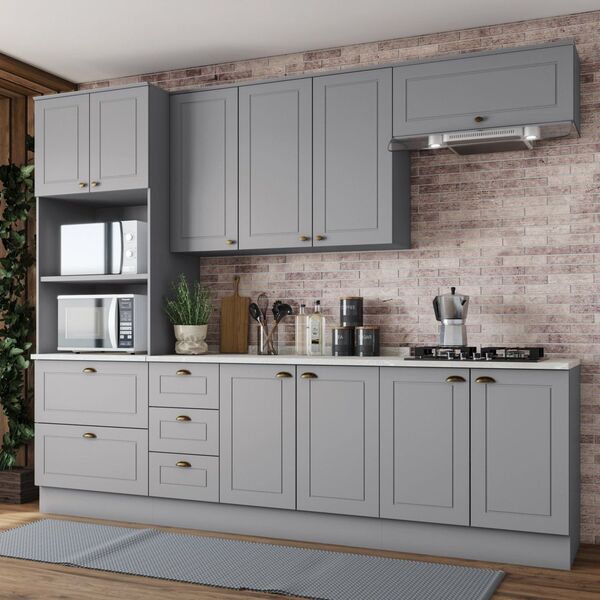 Cozinha Completa 5 Peças Emily Cinza/calcare