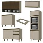 Cozinha Completa 5 Peças Évelin Com Aéreo Basculante Vidro -