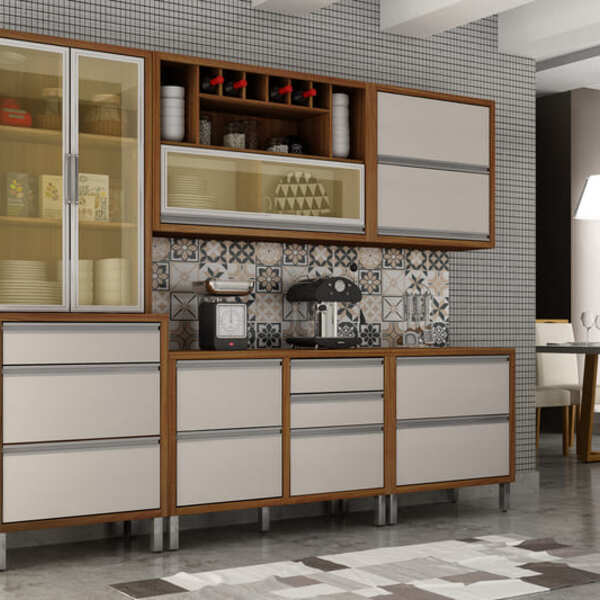 Cozinha Completa 5 Peças - Jade Cristaleira-carvalho/off Whit