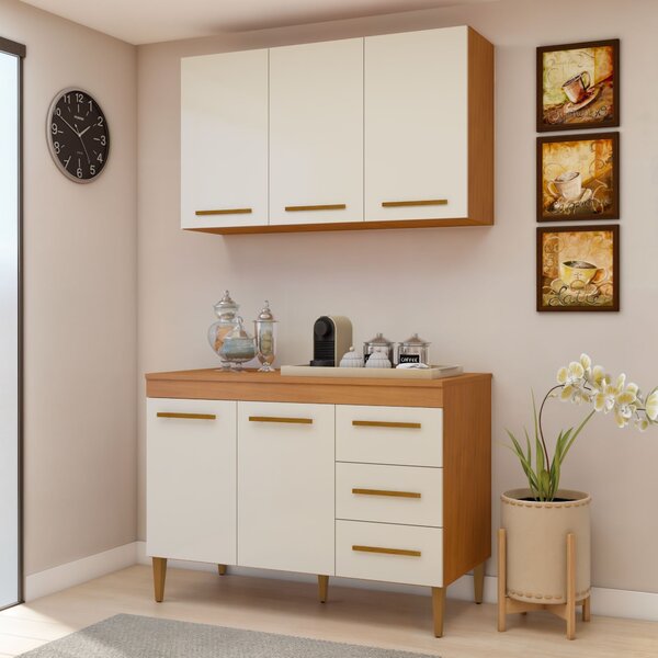 Cozinha Completa 5 Portas 3 Gavetas Londrina Nature/off White