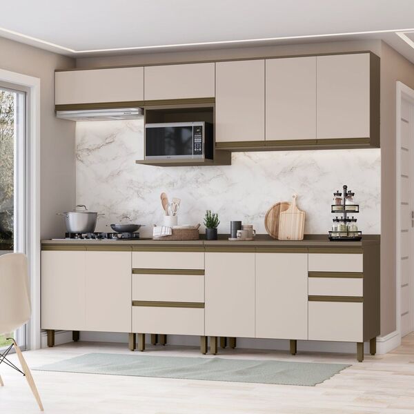 Cozinha Completa 6 Peças 100% Mdf Com Tampo Para Cooktop Conn