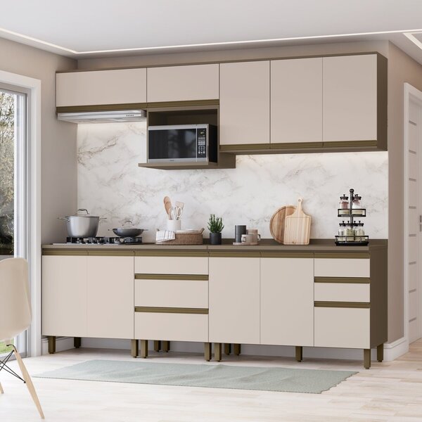 Cozinha Completa 6 Peças 100% Mdf Com Tampo Para Cooktop Conn