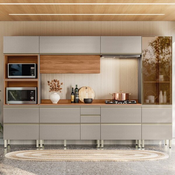 Cozinha Completa 6 Peças 100% Mdf Proença Nogueira/nude Prime