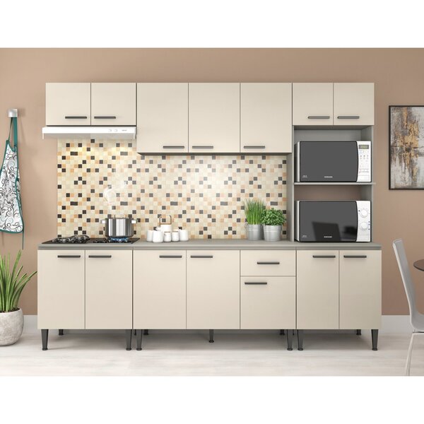 Cozinha Completa 6 Peças 14 Portas 1 Gaveta Max  Cinza/champa