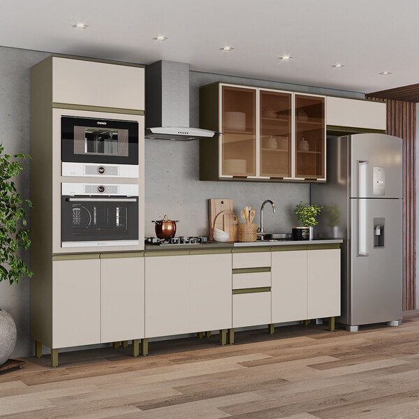 Cozinha Completa 6 Peças Com Aéreo De Vidro Lora Casa 812