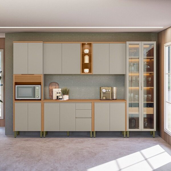 Cozinha Completa 6 Peças Com Torre Simples E Cristaleira Allu