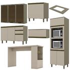 Cozinha Completa 6 Peças Évelin Com Aéreo Vidro E Ilha Gourme