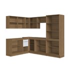 Cozinha Completa 7 Peças Aéreo E Paneleiro Com Portas Em Vidr