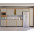 Cozinha Completa 7 Peças Arya 100% Mdf Jequitibá/gris Fosco -