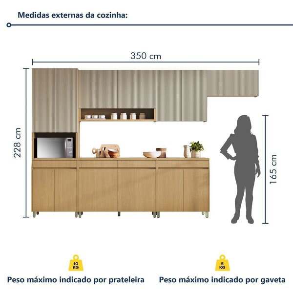 Cozinha Completa 7 Peças Com Ilha Simone Mendes Carvalho/greige