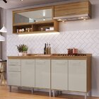 Cozinha Completa 7 Portas 2 Gavetas Gaia  Naturalle/cristalo