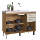 Cozinha Completa 7 Portas 2 Gavetas Gaia  Naturalle/cristalo