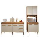 Cozinha Completa 7 Portas 3 Gavetas Guarujá Nature/off White