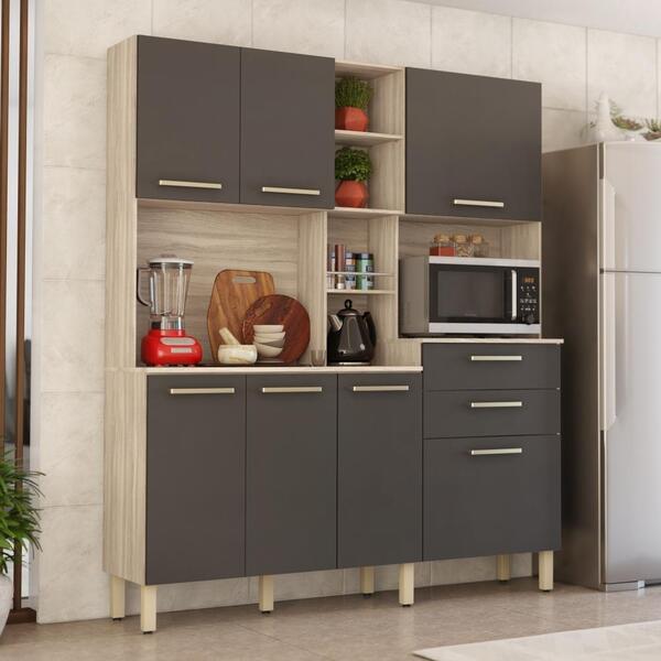 Cozinha Completa 7 Portas Zaya Avena Grafito