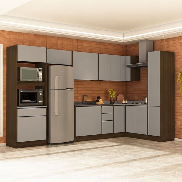 Cozinha Completa 8 Módulos 15 Portas 4 Gavetas Sem Tampo Camp