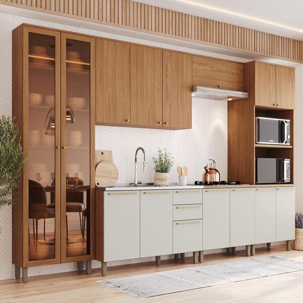 Cozinha Completa 8 Peças Com Cristaleira Yasmin Espresso Móve