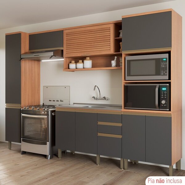 Cozinha Completa 9 Portas 3 Gavetas 5 Peças Com Balcão Macadâ