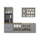 Cozinha Completa 9 Portas 5 Gavetas Emily Cinza/nature