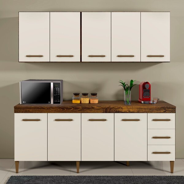 Cozinha Completa 9 Portas E 3 Gavetas Atenas Ypê/off White