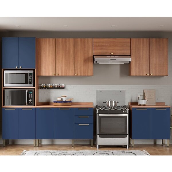 Cozinha Completa  Sálvia 6 Peças Com Armário E Balcão Freijó/