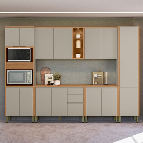 Cozinha Completa Allure 15 Portas 3 Gavetas 100% Mdf Jequitib