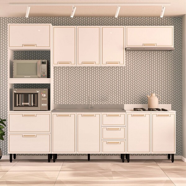 Cozinha Completa Amara 10 Portas 4 Gavetas 40250079 Branco -