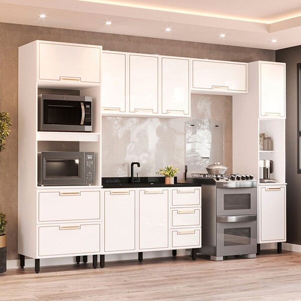 Cozinha Completa Amara 10 Portas 4 Gavetas 40250080 Branco -