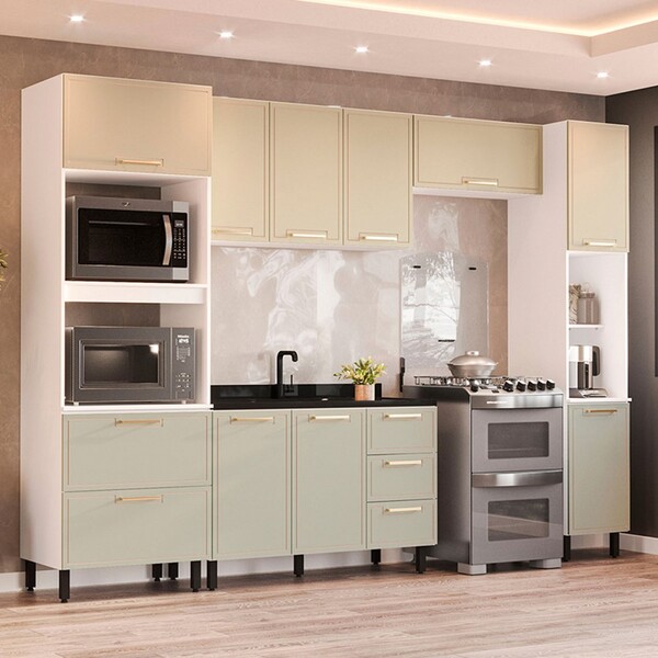 Cozinha Completa Amara 10 Portas 4 Gavetas 40250080 Branco/ve