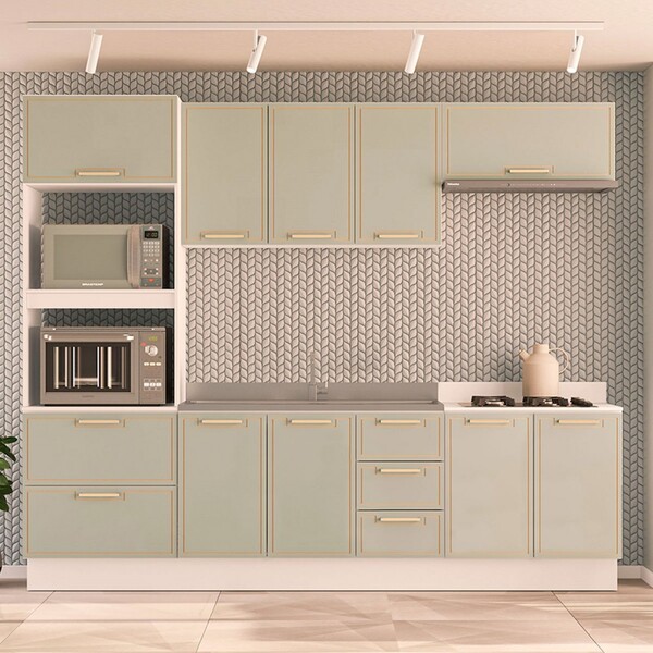 Cozinha Completa Amara 10 Portas 4 Gavetas 40250085 Branco/ve