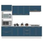Cozinha Completa Amara 10 Portas 4 Gavetas Azul/branco - Poli
