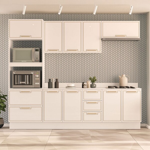 Cozinha Completa Amara 10 Portas 4 Gavetas Branco - Politorno