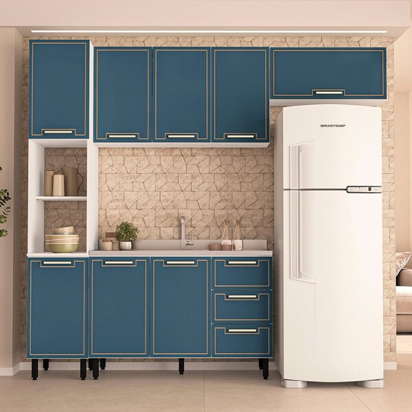 Cozinha Completa Amara 8 Portas 3 Gavetas 40250078 Branco/azu