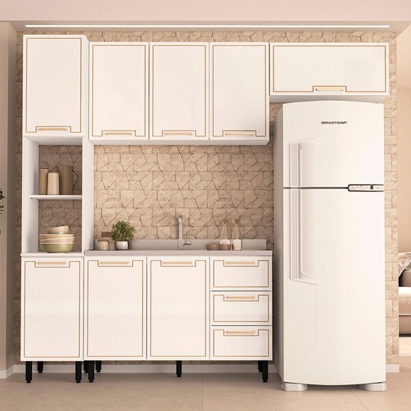 Cozinha Completa Amara 8 Portas 3 Gavetas 40250078 Branco - P