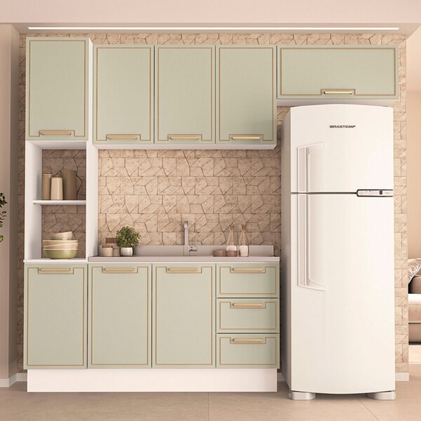 Cozinha Completa Amara 8 Portas 3 Gavetas 40250084 Branco/ver