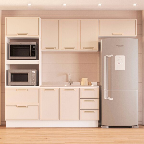 Cozinha Completa Amara 8 Portas 4 Gavetas 40250082 Branco/cre
