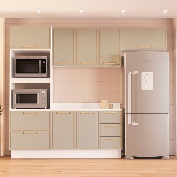 Cozinha Completa Amara 8 Portas 4 Gavetas 40250094 Verde Oliv