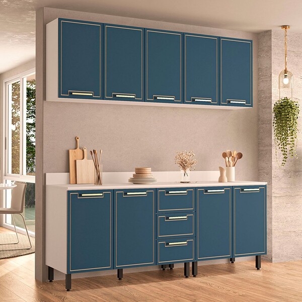 Cozinha Completa Amara 9 Portas 3 Gavetas 40250089 Branco/azu