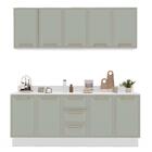 Cozinha Completa Amara 9 Portas 3 Gavetas Branco/verde Oliva