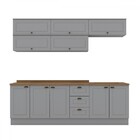 Cozinha Completa Americana 10 Portas 3 Gavetas 100% Mdf Cinza