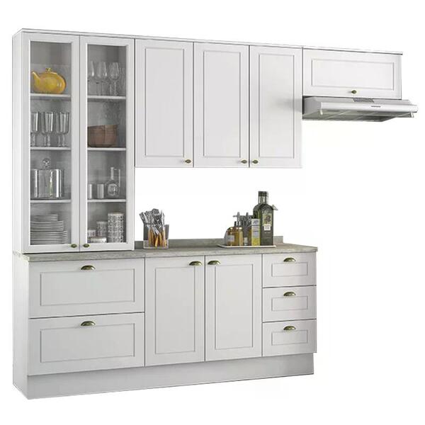 Cozinha Completa Americana 4 Peças Com Cristaleira- Móveis He