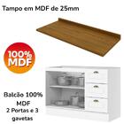 Cozinha Completa Americana 7 Portas 3 Gavetas Com Tampo 100%