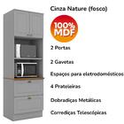 Cozinha Completa Americana 7 Portas 5 Gavetas 100% Mdf  Cinza