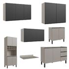 Cozinha Completa Araucária 14 Portas 3 Gavetas Fumê/grafite -