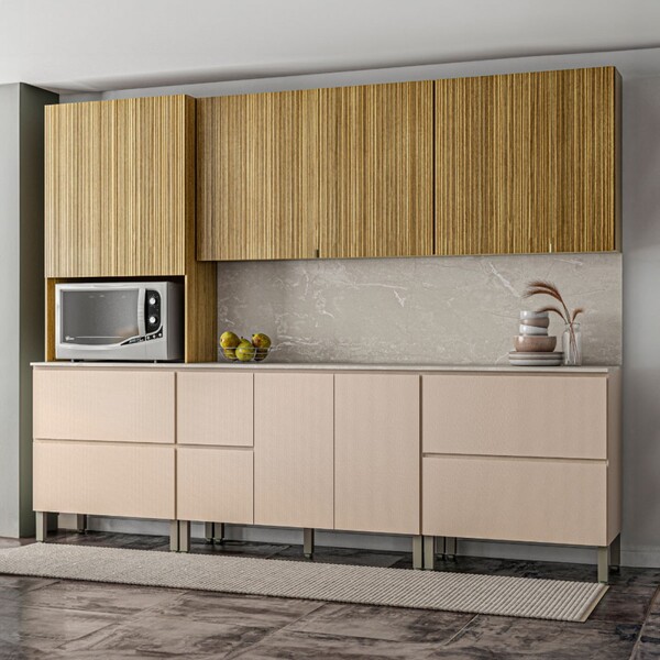 Cozinha Completa Art 11 Portas 4 Gavetas Freijó/vanilla - Kit