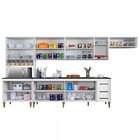 Cozinha Completa Atenas 14 Portas 3 Gavetas Com Vidro Branco
