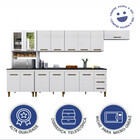 Cozinha Completa Atenas 14 Portas 3 Gavetas Com Vidro Branco