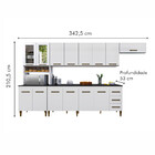 Cozinha Completa Atenas 14 Portas 3 Gavetas Com Vidro Branco